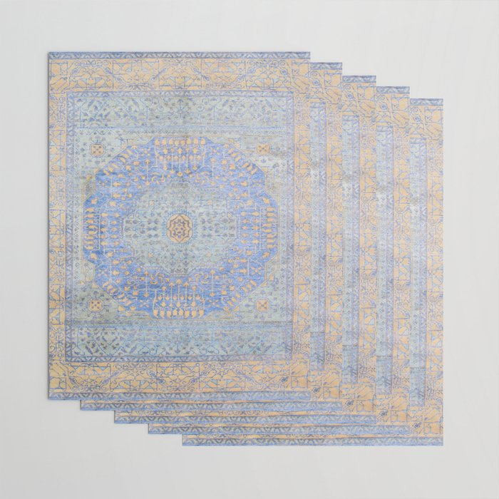 Powder Blue Lemon Antique Persian Mamluk Wrapping Paper Gallery Image 3