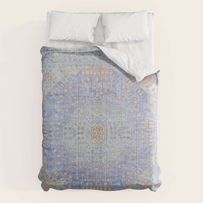 Powder Blue Lemon Antique Persian Mamluk Comforter Gallery Image 6