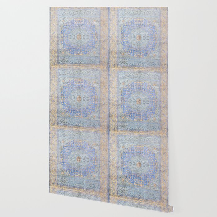 Powder Blue Lemon Antique Persian Mamluk Wallpaper Gallery Image 2