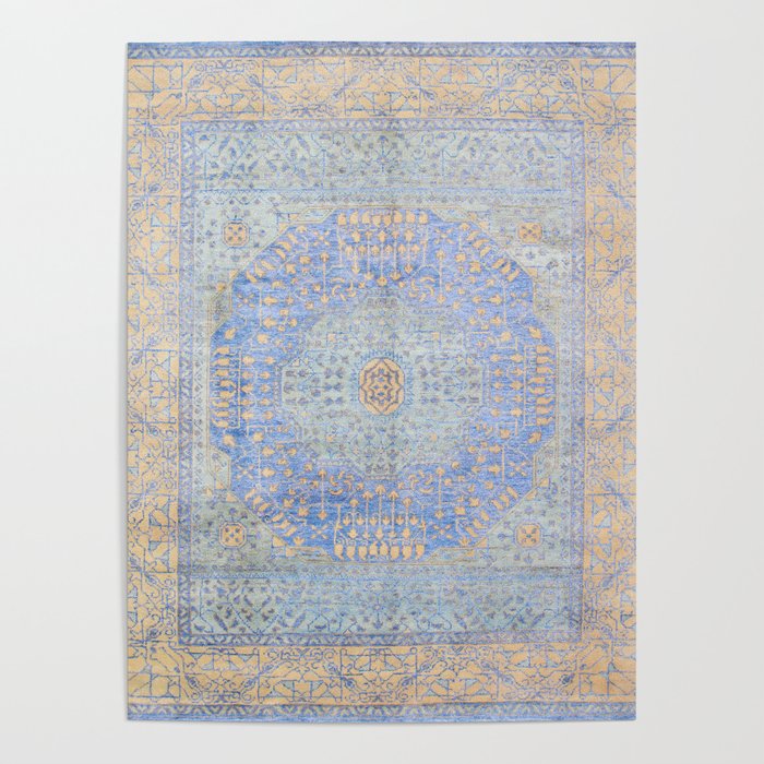 Powder Blue Lemon Antique Persian Mamluk Poster Gallery Image 4