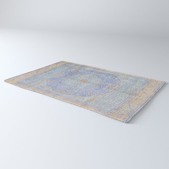 Powder Blue Lemon Antique Persian Mamluk Rug Gallery Image 3