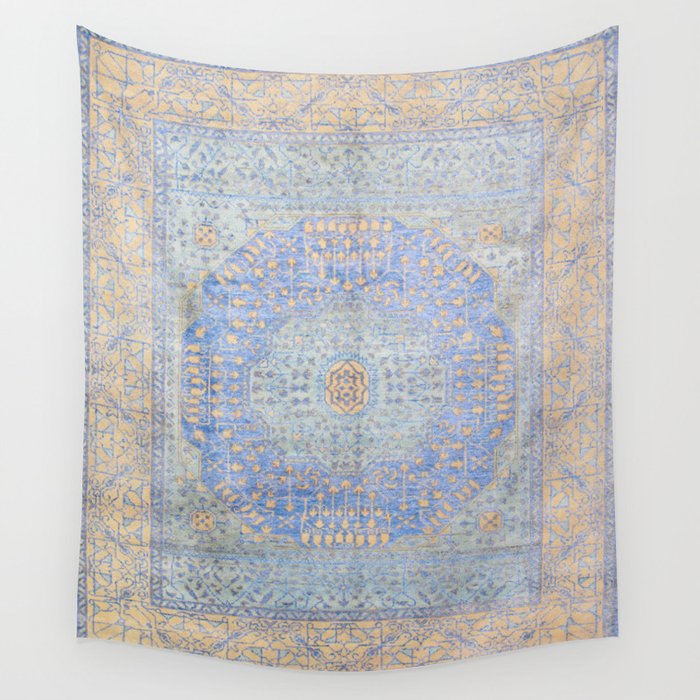 Powder Blue Lemon Antique Persian Mamluk Wall Tapestry Gallery Image 1
