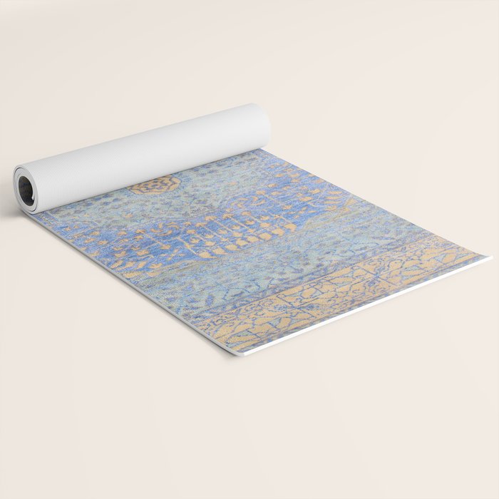 Powder Blue Lemon Antique Persian Mamluk Yoga Mat Gallery Image 2