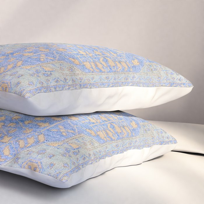 Powder Blue Lemon Antique Persian Mamluk Pillow Sham Gallery Image 3