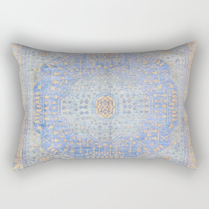Powder Blue Lemon Antique Persian Mamluk Rectangular Pillow Gallery Image 1