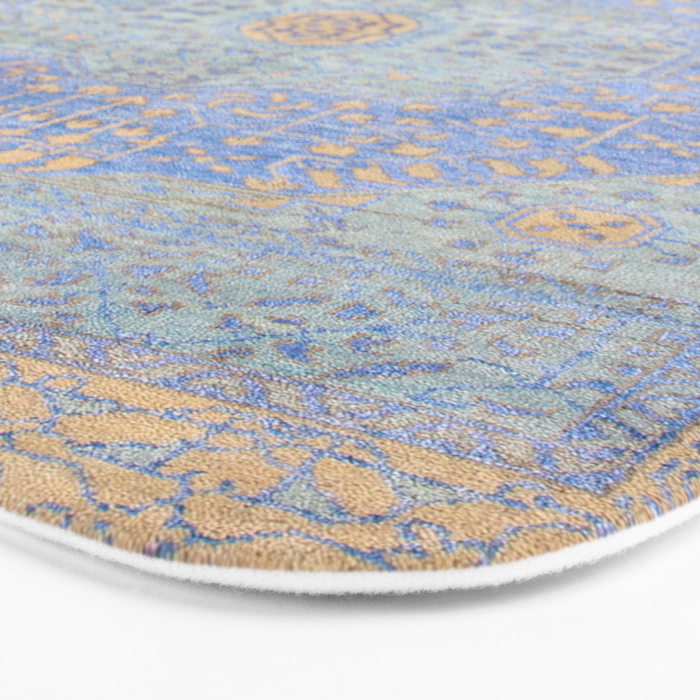 Powder Blue Lemon Antique Persian Mamluk Bath Mat Gallery Image 3