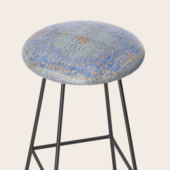 Powder Blue Lemon Antique Persian Mamluk Stool Gallery Image 2