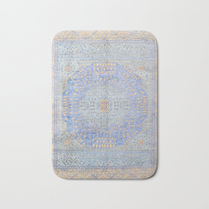 Powder Blue Lemon Antique Persian Mamluk Bath Mat Gallery Image 1