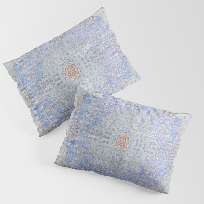 Powder Blue Lemon Antique Persian Mamluk Pillow Sham Gallery Image 3