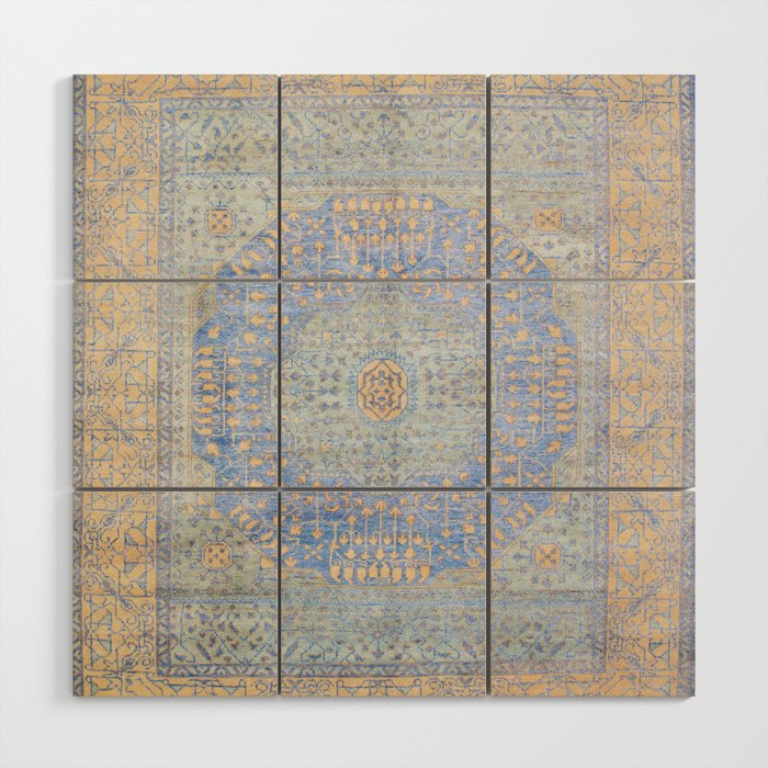 Powder Blue Lemon Antique Persian Mamluk Wood Wall Art Gallery Image 1