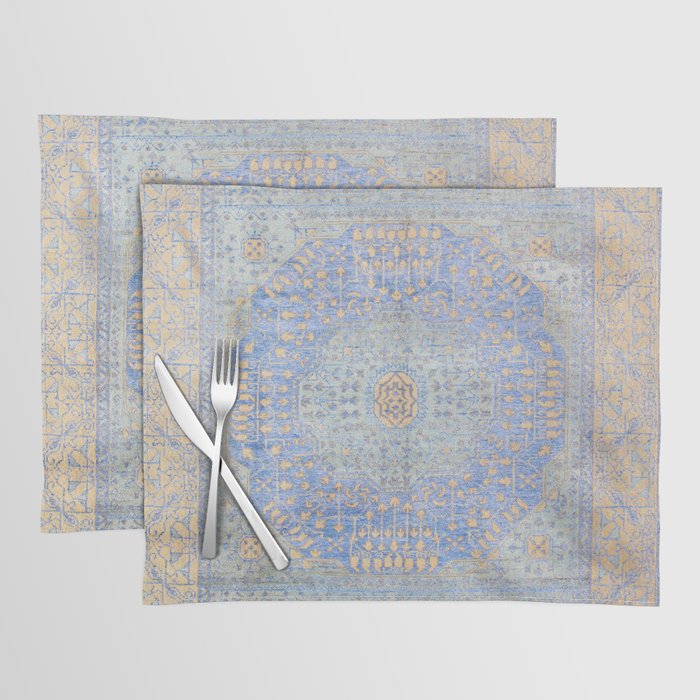 Powder Blue Lemon Antique Persian Mamluk Placemat Gallery Image 1