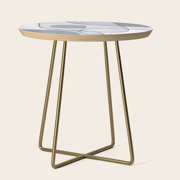 Abstract Line Work Blue Grey Side Table Gallery Image 1