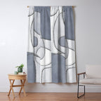 Abstract Line Work Blue Grey Window Curtain Gallery Image 5