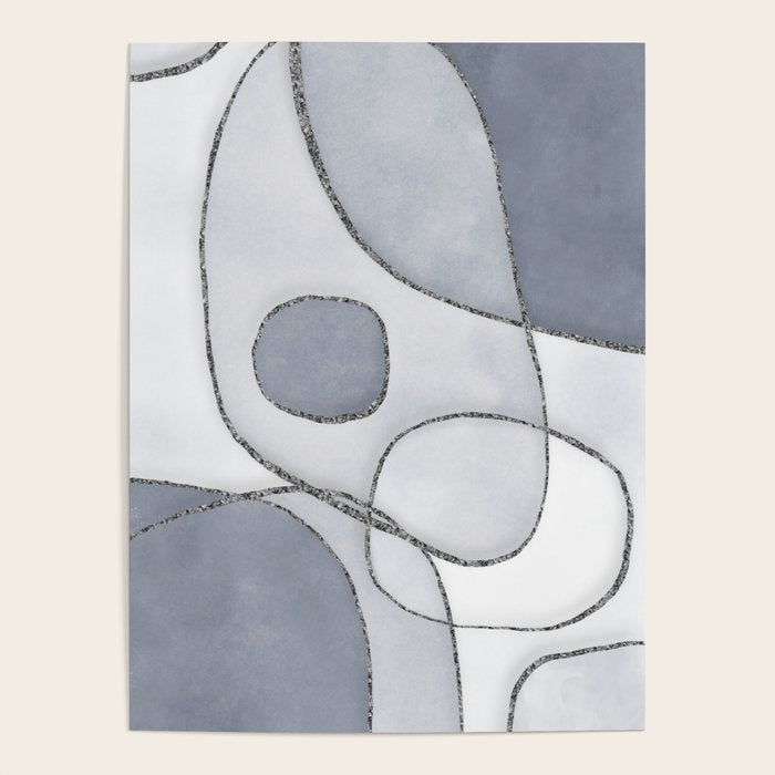 Abstract Line Work Blue Grey Poster Gallery Image 4