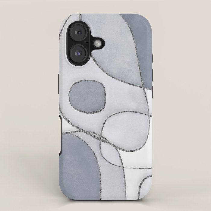 Abstract Line Work Blue Grey iPhone Case Gallery Image 1