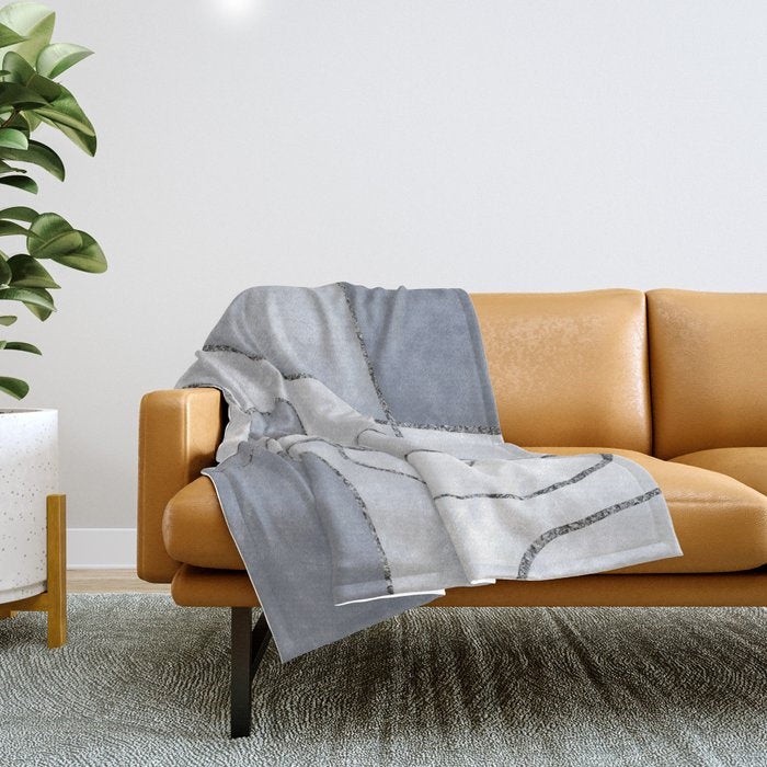 Abstract Line Work Blue Grey Throw Blanket Gallery Image 1