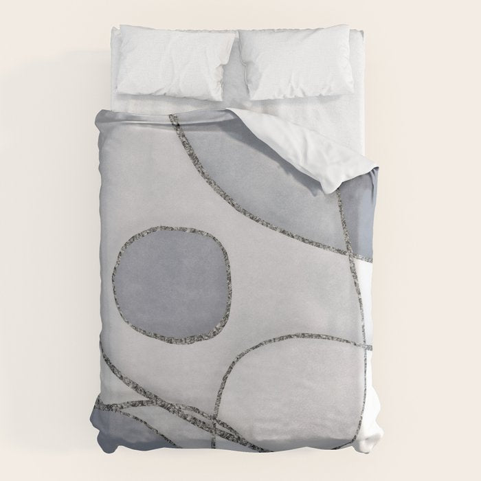 Abstract Line Work Blue Grey Duvet Cover Gallery Image 1