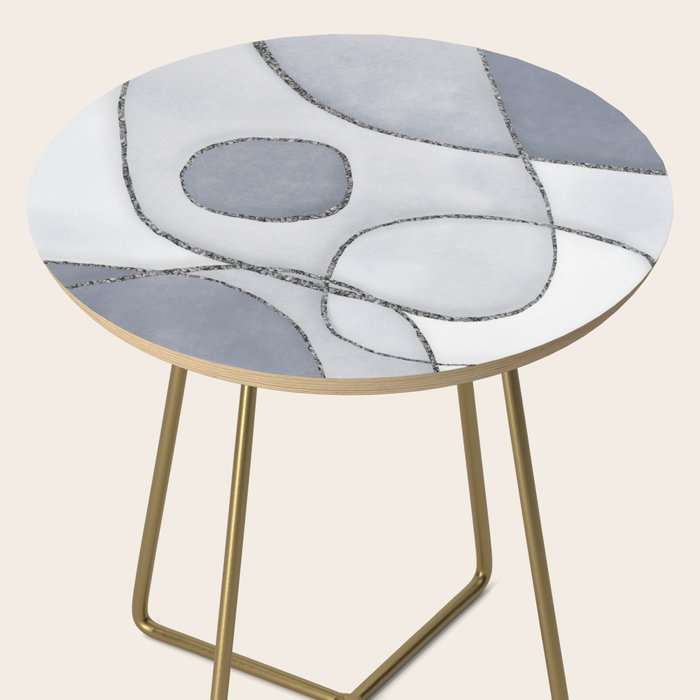 Abstract Line Work Blue Grey Side Table Gallery Image 2