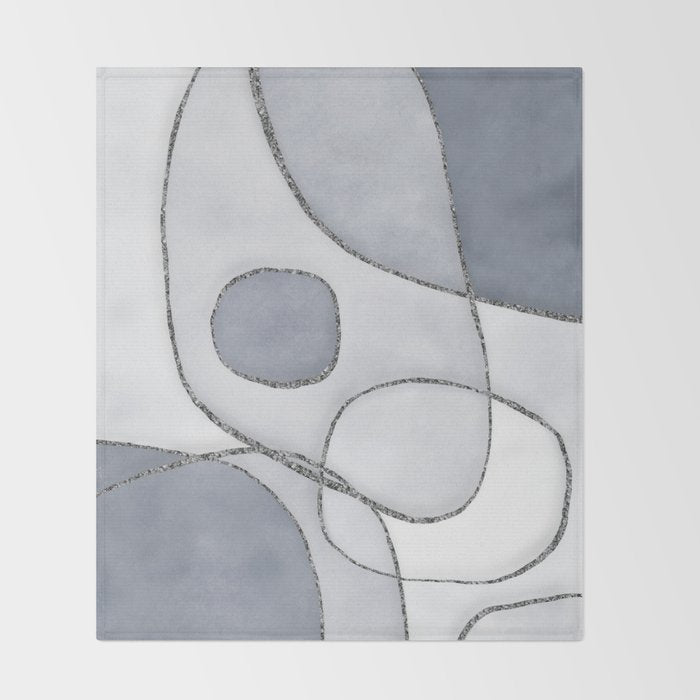 Abstract Line Work Blue Grey Throw Blanket Gallery Image 2