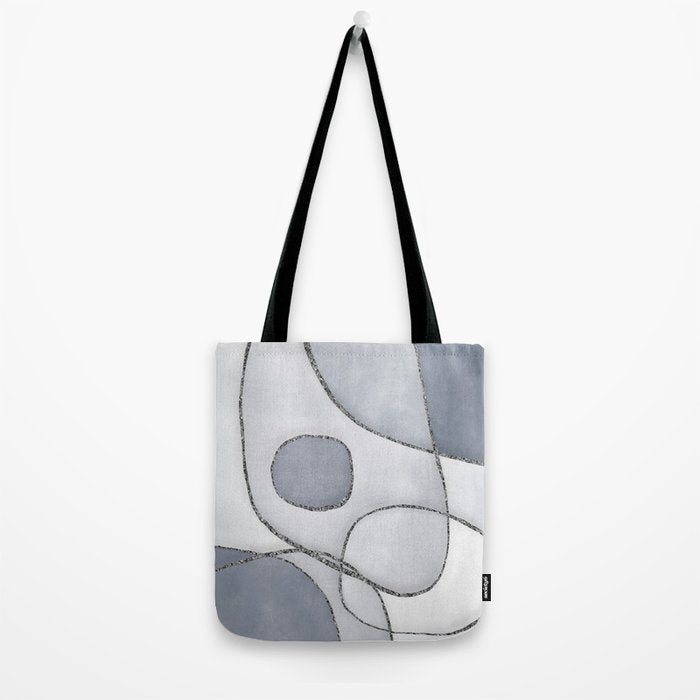 Abstract Line Work Blue Grey Tote Bag Gallery Image 2