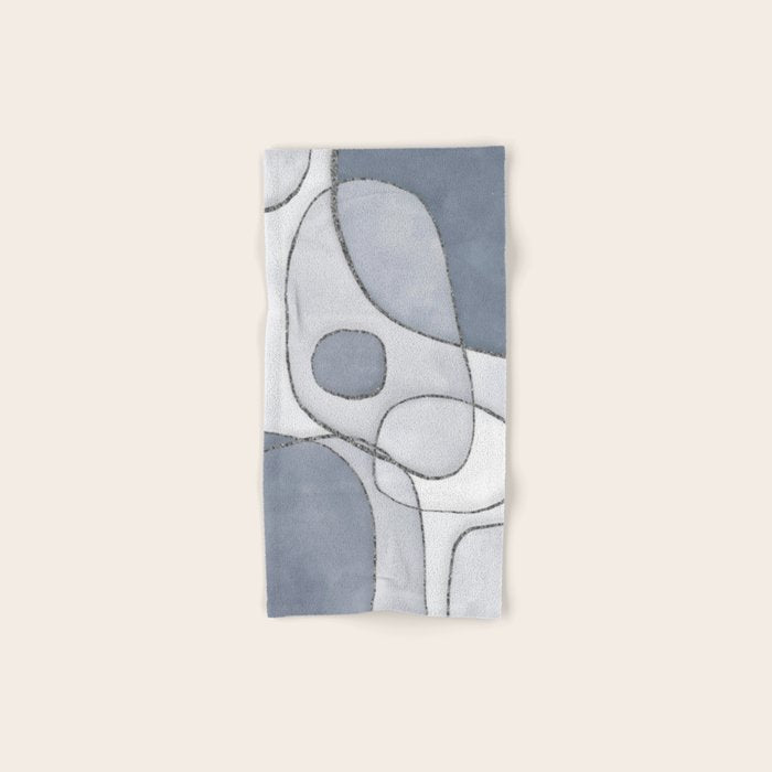 Abstract Line Work Blue Grey Bath Towel Gallery Image 1