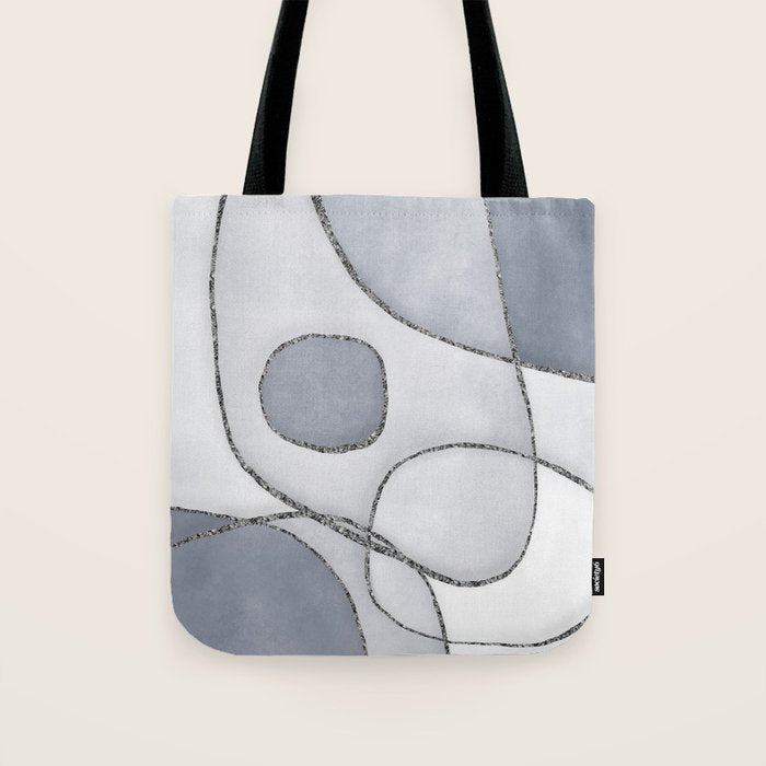 Abstract Line Work Blue Grey Tote Bag Gallery Image 1