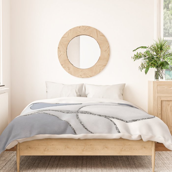 Abstract Line Work Blue Grey Duvet Cover Gallery Image 3