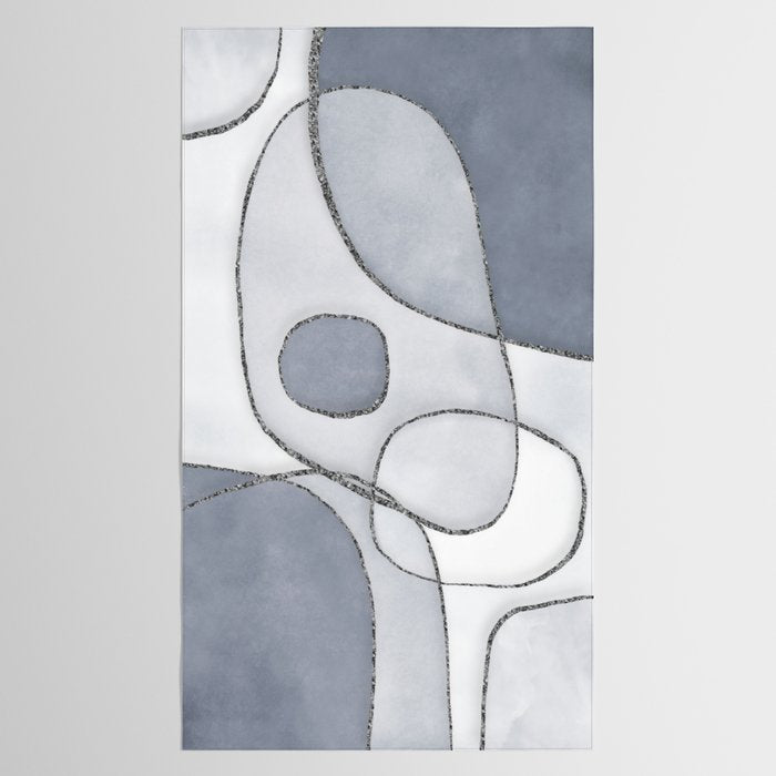 Abstract Line Work Blue Grey Tablecloth Gallery Image 2