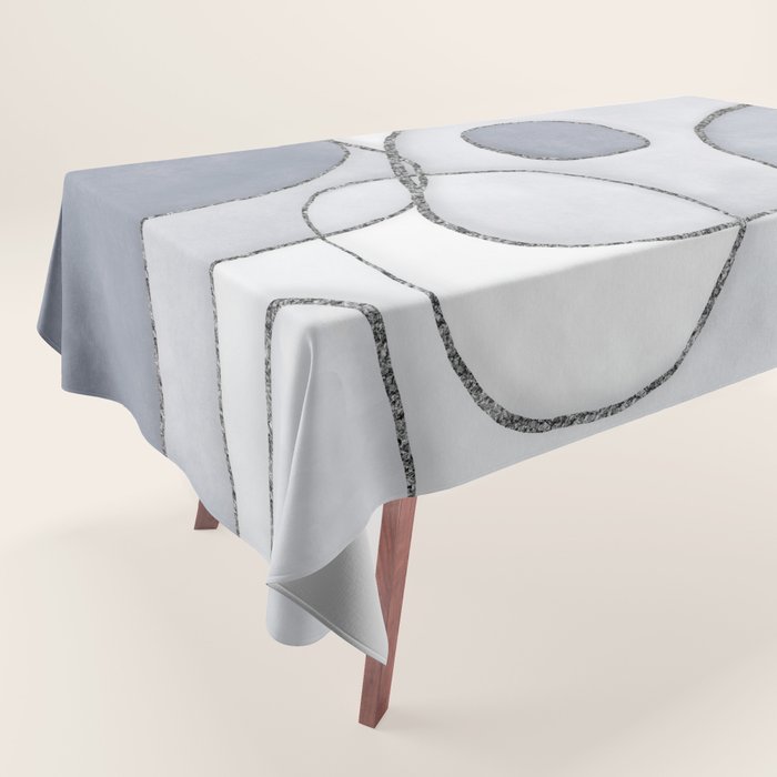 Abstract Line Work Blue Grey Tablecloth Gallery Image 1