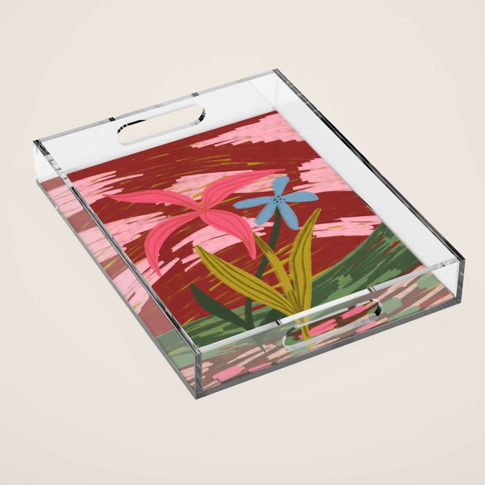 Expressionist Lilly Flowers  Acrylic Tray Gallery Image 1