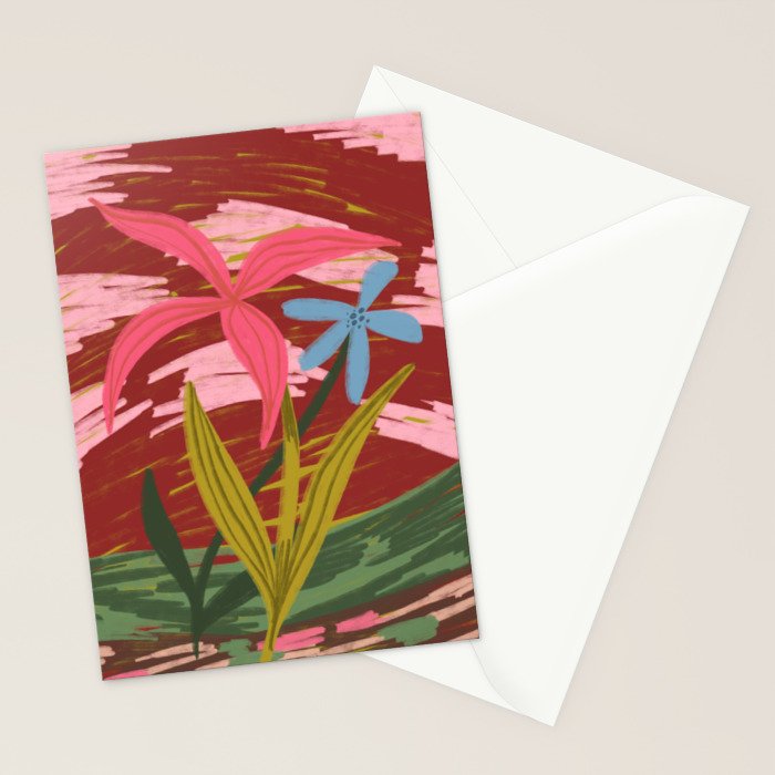 Expressionist Lilly Flowers  Stationery Card Gallery Image 2