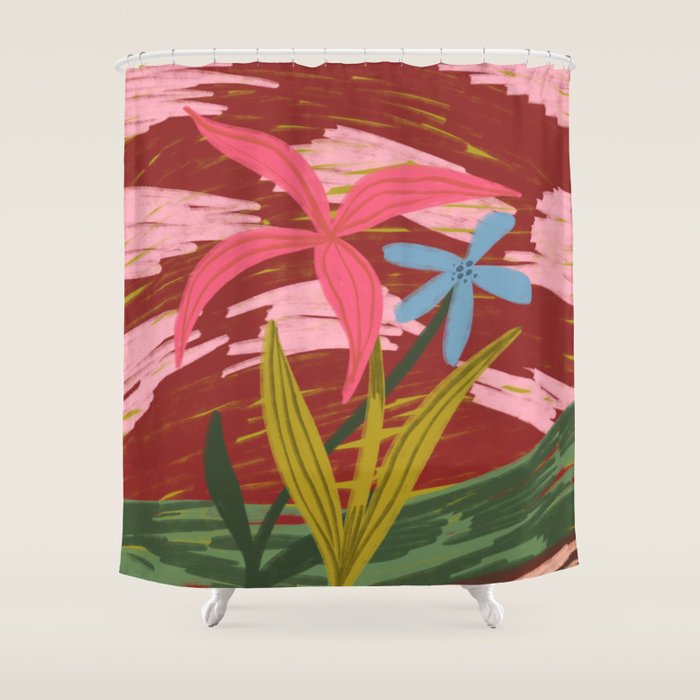 Expressionist Lilly Flowers  Shower Curtain Gallery Image 1