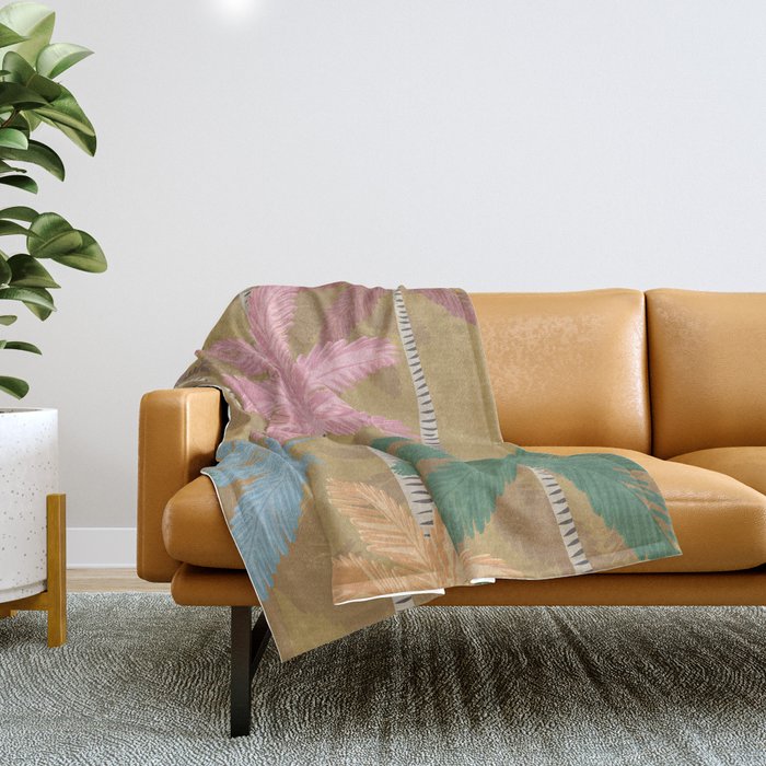 Retro Palm Springs Chic Botanicals - Golden Ochre Throw Blanket Gallery Image 1