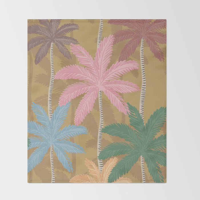 Retro Palm Springs Chic Botanicals - Golden Ochre Throw Blanket Gallery Image 2