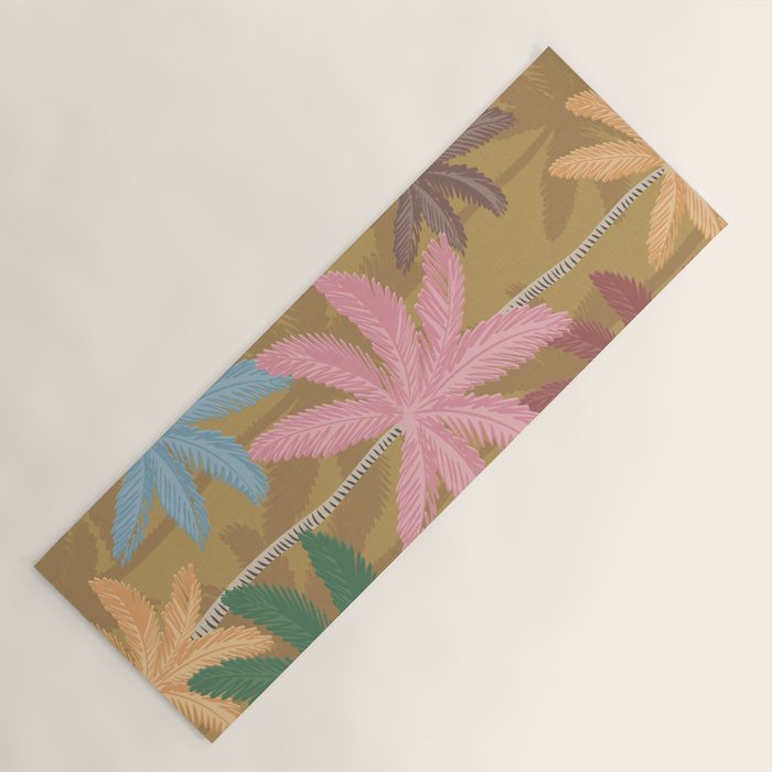 Retro Palm Springs Chic Botanicals - Golden Ochre Yoga Mat Gallery Image 1