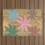 Retro Palm Springs Chic Botanicals - Golden Ochre Outdoor Rug Gallery Image 1