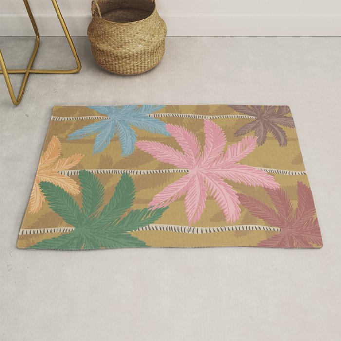 Retro Palm Springs Chic Botanicals - Golden Ochre Rug Gallery Image 1