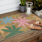 Retro Palm Springs Chic Botanicals - Golden Ochre Outdoor Rug Gallery Image 2