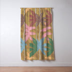 Retro Palm Springs Chic Botanicals - Golden Ochre Window Curtain Gallery Image 3
