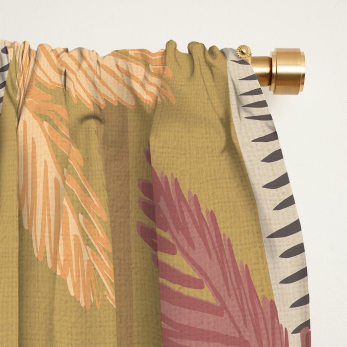 Retro Palm Springs Chic Botanicals - Golden Ochre Window Curtain Gallery Image 2