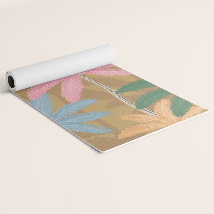Retro Palm Springs Chic Botanicals - Golden Ochre Yoga Mat Gallery Image 2