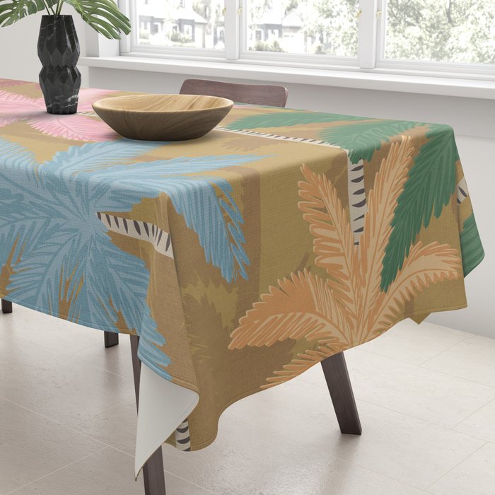 Retro Palm Springs Chic Botanicals - Golden Ochre Tablecloth Gallery Image 3