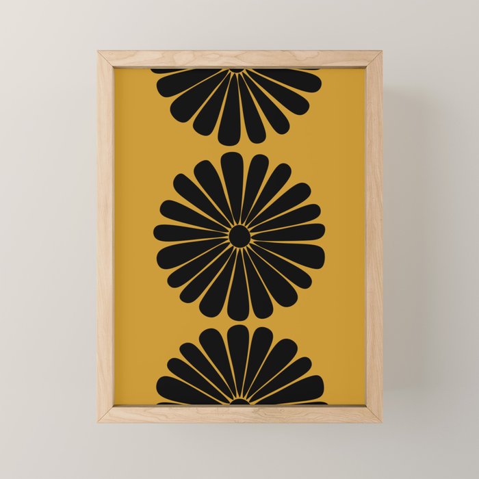 Retro Daisy Abstract VIII Golden Yellow Bold Floral Mini Art Print Gallery Image 1