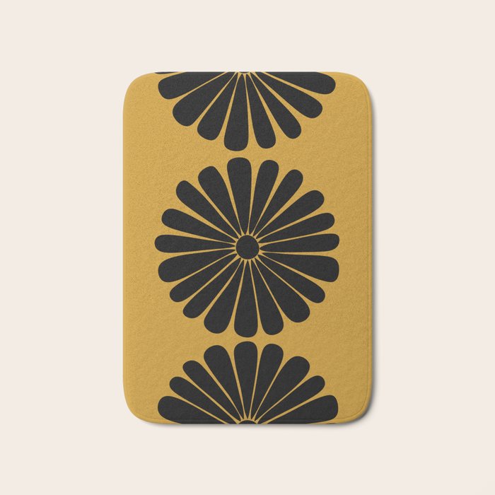Retro Daisy Abstract VIII Golden Yellow Bold Floral Bath Mat Gallery Image 1