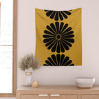 Retro Daisy Abstract VIII Golden Yellow Bold Floral Wall Tapestry Gallery Image 2