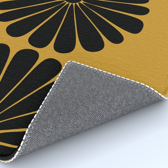 Retro Daisy Abstract VIII Golden Yellow Bold Floral Rug Gallery Image 4