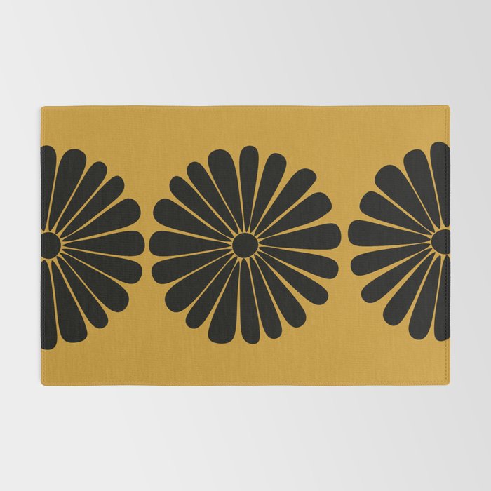Retro Daisy Abstract VIII Golden Yellow Bold Floral Rug Gallery Image 2