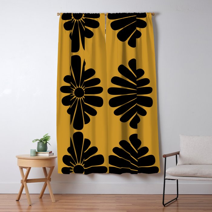 Retro Daisy Abstract VIII Golden Yellow Bold Floral Window Curtain Gallery Image 5