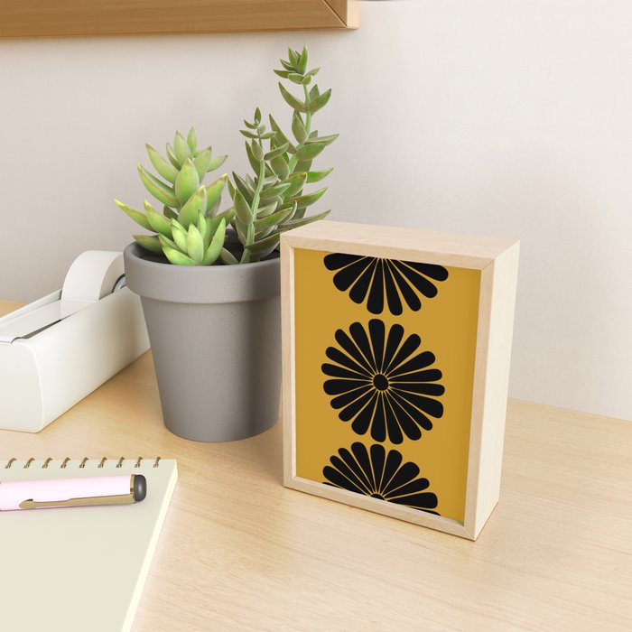Retro Daisy Abstract VIII Golden Yellow Bold Floral Mini Art Print Gallery Image 2