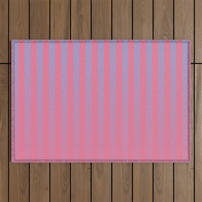 Dreamy Future Stripes in Gradient Pink and Ombre Blue Lavender Outdoor Rug Gallery Image 1